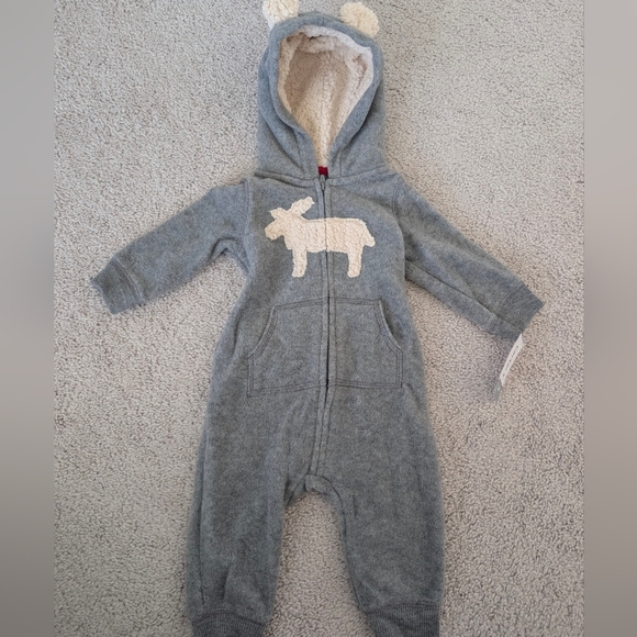NWT Lot Of 2 Carter's Fleece One Piece FullZip Bodysuit Plaid Size 6 Months - Picture 6 of 10